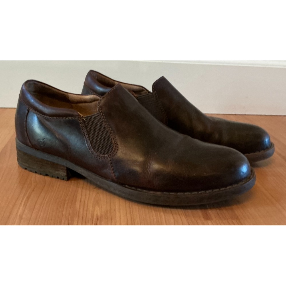Born Mens 14‎ Slip On Brown Leather Shoes Comfort Casual Loafers H49316